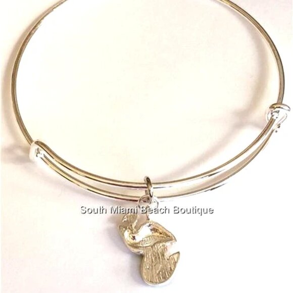 Silver Pink Flamingo Charm Bracelet Island Bird Tropical Beach Art Deco Plated - Picture 6 of 11